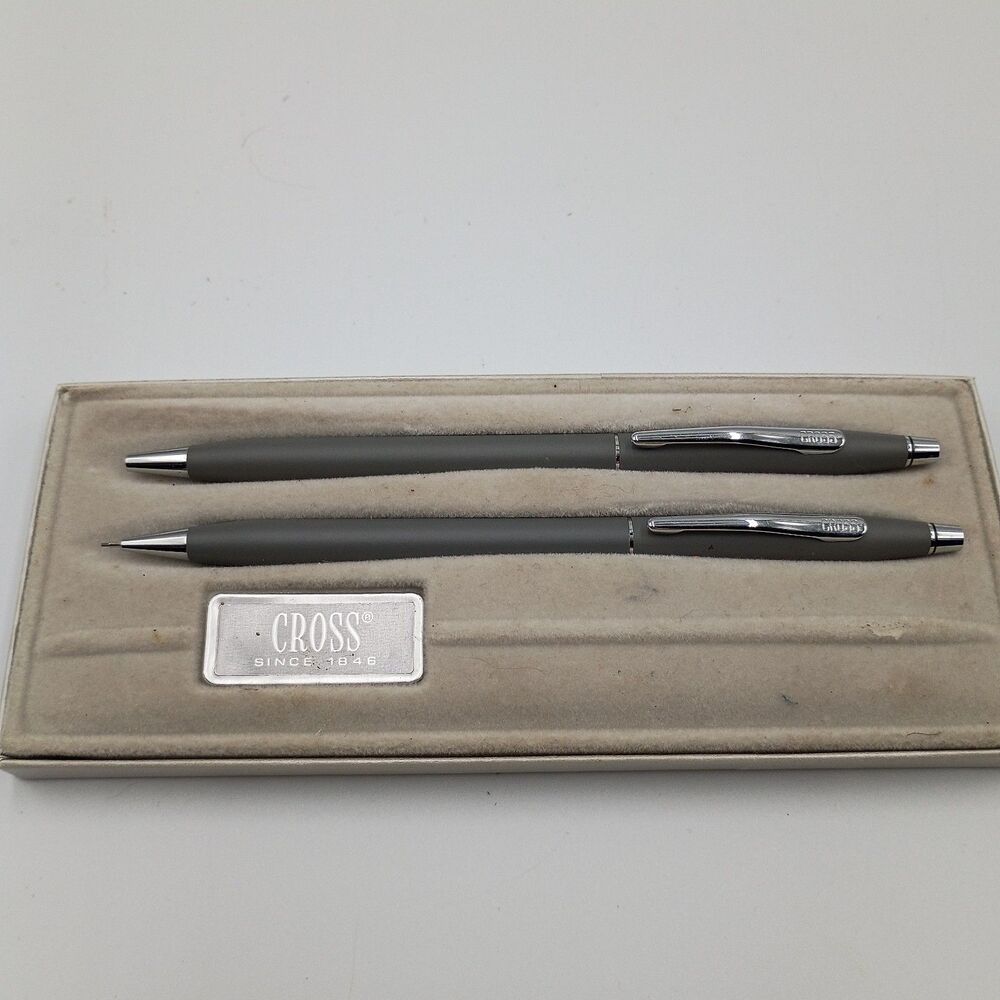 Cross Matte Gray & Chrome Trim Pen & 0.5mm Pencil #210105 Unused Working